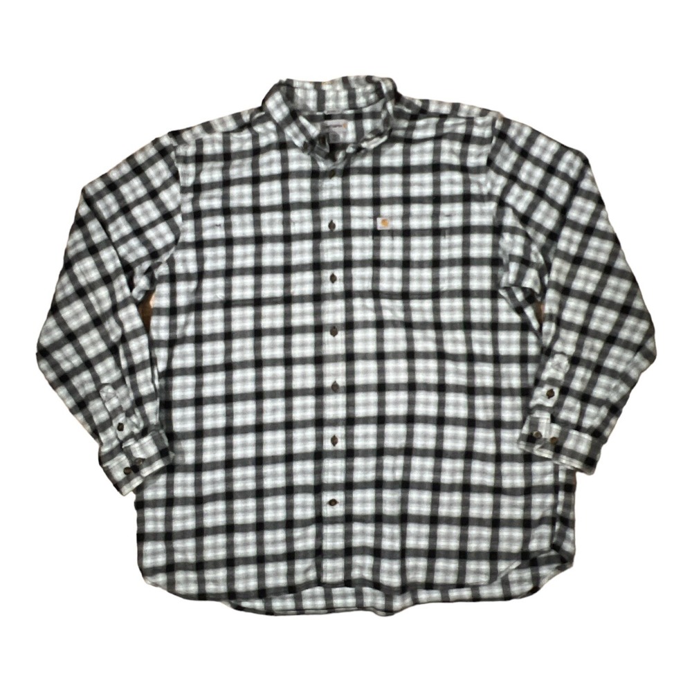 Carhartt Plaid Cotton Flannel Double Pocket Long Sleeve 3XL Black White‎